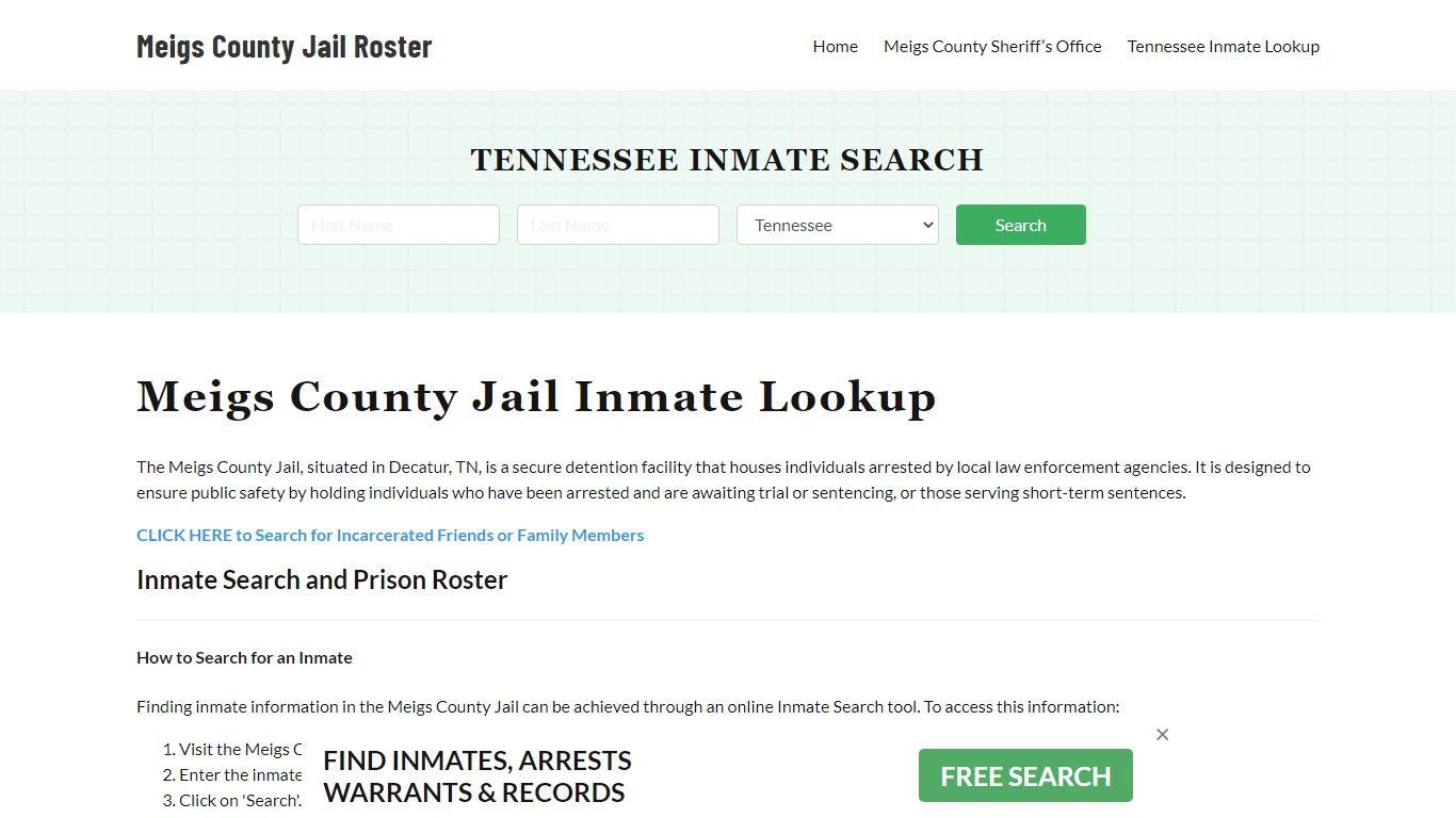 Meigs County Jail Roster Lookup, TN, Inmate Search